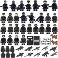 Miniatyrbild 3 av 7: MOC Militärpolis Byggkloss Set Svart SWAT Liten Partikel Montering Docka Leksak Leksakspåse 24pcs2 Doll toy height about 5cm