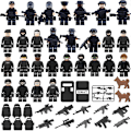 Pikkukuva 3 / 7: MOC Sotilaspoliisi Rakennuspalikkasarja Musta SWAT Pieni Hiukkaskokoonpano Nukkekokoelma Lelukassi 24pcs2 Doll toy height about 5cm