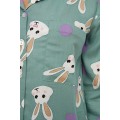 Miniatyrbillede 2 af 5: Kanin Printet Vævet Pyjamassæt THMAW21PT0048 Turquoise 48