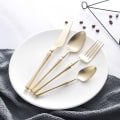 Miniatyrbild 1 av 11: Bestickset i rostfritt stål Guld Bestickset Västerländska Matbestick Servis Julklapp Gafflar Knivar Skedar Overseas Yellow