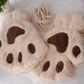 Miniatyrbilde 8 av 11: Kawaii Katteklo Hånd Plysj Hansker Kvinner Vinter Varme Korte Fingerløse Hansker Fluffy Bjørn Kattevotter Kostyme Halvfinger Votter G Plush Mittens One Size