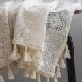Pikkukuva 5 / 5: Ontto pitsiverho, beige, geometrinen kukka, olohuoneen makuuhuoneen verho Beige Clover tassel hook curtain 150 width * 280CM height