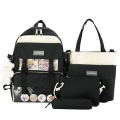 Miniatyrbild 1 av 11: 4 st/set Skolryggsäckar för damer Skolväska Daisy Canvas för tonårsflickor Student College Bokväska Pojkar Portfölj Bolsas Mochilas D Black Backpacks