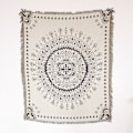 Miniatyrbild 1 av 11: Boho Sofffilt Stickad Bomull Sofföverdrag Demonöga Viktad Tapet Bohemisk Tofs Boho Väggdeko Picknickfilt Filtar M 130x160cm