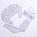 Pikkukuva 8 / 11: Joogasetti Kuntosalivaatteet Verryttelypuku Korkeavyötäröiset Housut Urheiluliivit Naisille 3Pcs Set-Blue S