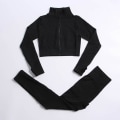 Pikkukuva 9 / 11: Joogasetti treenivaatteet kuntosalille naisten verryttelypukuun 3 Pcs set black gray XL