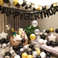 Miniatyrbillede 2 af 3: Tillykke med fødselsdagen Pige Dreng Aluminium Folie Ballon Sæt Scene Baggrund Væg Layout Mandlig Voksen Fest Dekoration Forsyninger Deluxe edition golden birthday suit