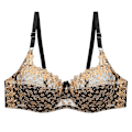 Miniatyrbild 5 av 7: Sexig transparent BH med spetsbroderi för kvinnor, plus size behå, bralette, färgpatchwork-BH Red 80C