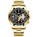 Miniatyrbild 8 av 11: Fenzun Klocka Vattentät Icke-Mekanisk Klocka Stor Urtavla Överdimensionerad Ny Koncept Kalenderklocka Kreativ Teknik Black leather-full gold-gold surface