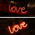 Miniatyrbillede 1 af 6: LED Neon Lys Hjerteformet Natlampe Skilt (Batteriboks + USB) Dobbelt Strømforsynet Natlys til Indendørs Jul Bryllup Red light