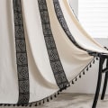 Miniatyrbillede 3 af 9: Amerikansk hæklet gitter patchwork gardin tryk solskærm perforeret frit stue soveværelse køkken krog vinduesgardin Hook W150CMxH280CM 1PC