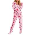 Miniatyrbillede 4 af 5: Dame Forår Efterår Hætte Jumpsuit Print Varm Langærmet Afslappet Løs Romper Dame Hjem Pyjamas Purple M