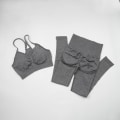 Miniatyrbillede 1 af 11: Yoga Sæt Kvinder Træning Sportstøj Fitness Tøj Leggings+ BH Sportsdragter BraPantsDarkgray S