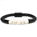 Miniatyrbild 7 av 8: Fashion Personlighet Herr Stenpärlarmband Läderrep Magnetlås Armband Tiger Eye volcanic rock