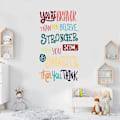Miniatyrbild 1 av 5: Färgglad Inspirerande Text Citat Väggdekal - Du är Modigare Än Du Tror, Starkare Än Du Verkar, Smartare Än Du Tänker, Positivt Citat St