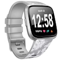 Miniatyrbillede 1 af 11: Rem til Fitbit Versa 2 Versa Rem Blød TPU Udskiftningsarmbånd til Fitbit Versa 2 Versa Lite Urrem Armbånd Gray Flower Gray Size L For Versa 1 2