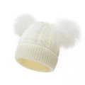 Miniatyrbilde 4 av 5: Høst og Vinter Ball Twist Ullue Strikket Lue Pelsball Lue Barn Fortykket Varm Ullue Ullue Gray Average size