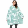Miniatyrbilde 9 av 11: Vinter Oversized Hettegenser Teppe Med Ermer Fleece Genser Rutete Hette Dame Lomme Hettegenser Oversize Mykt Teppe Leopard One Size