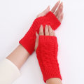 Miniatyrbilde 6 av 10: Varme Dame Halvfingerhansker Vinter Myke Varme Ullstrikkede Arm Korte Hansker Myke Varme Votter Arbeidshansker Håndbeskyttelse White One Size