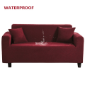 Miniatyrbild 1 av 11: Elastiskt Vattentätt Sofföverdrag Enfärgat Hög Stretch Överdrag Allomfattande Elastiskt Sofföverdrag Soffskydd för Vardagsrum Wine Red 3-seater 190-230cm