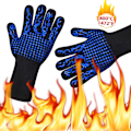 Miniatyrbild 2 av 11: BBQ Handskar Högtemperaturtåliga Ugnsvantar 500 800 Grader Brandsäkra Grill Värmeisolerande Mikrovågsugnshandskar 33cm C-1