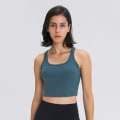 Miniatyrbilde 4 av 10: Yoga BH Smørmyk Racerback Crop Tank Topp Medium Støtte for Trening Fitness Løping Rose Pink XS