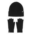 Miniatyrbild 4 av 9: Varm Stickad Mössa Handskar Tvådelad Fleecefodrad Pekskärm Ullmössa Tvådelad Kostym Dark gray two-piece set