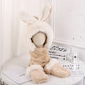 Miniatyrbild 1 av 7: Sött Julhatt Handskar Halsduk Tredelat Set Utomhus Håll Värmen Köldtålig Plysch Hatt i Ett Stycke WHSS6049-A rabbit ears khaki