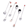 Miniatyrbillede 5 af 8: Julebestiksæt 304 Rustfrit Stål Gaffel Ske Æske Kaffeske Kreativ Juleske Christmas fork set silver