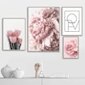 Miniatyrbild 1 av 4: Rosa Pion Tulpaner Ros Blomma Väggkonst Canvas Målning Nordisk Minimalism Affischer Och Tryck Väggbilder För Vardagsrumsinredning