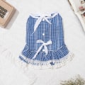 Miniatyrbild 1 av 7: Husdjurskläder Vår och Sommar Kattkläder Spets Tartan Kjole Tartan skirt-blue and white plaid M