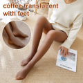 Miniatyrbilde 6 av 11: Forede Strømpebukser Hud Effekt Dame Vinter Gjennomsiktige Strømper Termisk Fleece Tights for Dame Plysj Sokk Bukser Varme Leggings pure black with feet 85g Thin (Spring)