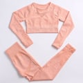 Pikkukuva 1 / 11: Joogasetti Kuntosalivaatteet Verryttelypuku Korkeavyötäröiset Housut Urheiluliivit Naisille Top Pants-Pink L