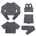 Pikkukuva 8 / 11: Joogasetti Kuntosalivaatteet Verryttelypuku Topit ja Leggingsit Fitness-urheiluun 3PCS Grey L