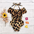 Miniatyrbild 3 av 10: Baddräkt Flickors Sommar En-del Triangel Baddräkt leopard print 100cm