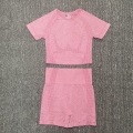 Pikkukuva 5 / 11: Joogasetit Saumaton Pitkähihainen Crop Top Korkeavyötäröiset Kuntosalileggingsit Naisille 3PcsSet-Wine L