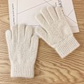 Pikkukuva 11 / 11: Joustavat kokosormihanskat Lämpimät Paksut Pyöräily Ajaminen Muoti Naiset Miehet Talvi Lämpimät Neulotut Villaiset Ulkoiluhanskat Light Grey One Size