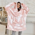 Miniatyrbilde 4 av 11: Oversized Teppehettegenser Dame Vinter Hette Wearable Familie TV-teppe Med Ermer Sherpa Fleece Sweat Plaid Hoody Genser 848 Gray ONE SIZE