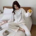 Miniatyrbild 5 av 5: Vintervarma Flanell Dam Pyjamas Set Plysch Sammet Långärmad Sovkläder Nattkläder Korall Fleece Flickor Hemmakläder Grey