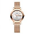 Miniatyrbillede 3 af 7: Mode Mesh Rem Kvarts Ur Ikke-Mekanisk Dameur Selvlysende Vandtæt Dobbelt Kalender Kvinde Studerende Stål Rem Ur Rose gold black surface