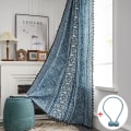 Miniatyrbild 6 av 6: Halvmörkläggande gardiner Boho Blå Geometriskt tryck Gardin för vardagsrum Kök Bakgrundsgardin Cortina Heminredning KC64 W150xL260cm