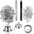 Miniatyrbild 1 av 11: 4mm-20mm 100st Silver Öljett och Öljett Punch Die Verktygsset Metallknapp för DIY Läderhantverk Kläder Skor Bälte Väska Grommet 10mm 100pcs set
