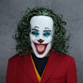 Pikkukuva 4 / 5: Elokuva Joker Cosplay Puku Täysi Setti Asut Miesten Halloween-asut Joker-univormu Punainen Puku Halloween Miehet Naiset Asu+Naamio only wig One size
