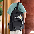 Miniatyrbillede 1 af 11: Canvas Piger Mode Skoletaske Stor Kapacitet Studerende Koreansk Rygsæk All-match Multifunktionelt 4-delt Sæt Bolsa Sac A Dos 1 piece black