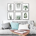 Miniatyrbild 4 av 4: Botaniska Tryck Affisch, Set om 6, 8x10 Tryck Ramlösa, Vardagsrum Botanisk Blad Art Deco, Botanisk Målning