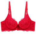 Miniatyrbild 1 av 5: Sexig Spets Push Up BH Dam Plus Size BC Kupa Stor Damunderkläder Bralette Blomma Ren Mässingsbroderi Underkläder Red 36C