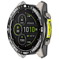 Miniatyrbillede 2 af 5: Til Garmin Fenix 8 Solar 51mm Rustfrit Stål Bezel Ridsefast Beskyttelsesring - Sort+Rød Black+White