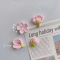 Pikkukuva 6 / 11: Vaaleanpunainen kukka hartsi koristeellinen jääkaappimagneetti magneetit luova valkotaulu sarjakuva magneettitarra 12pcs pink
