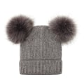 Miniatyrbillede 8 af 9: Vinterstrikket hue til børn og kvinder uldhue par fluffy bold hue vinterhue ensfarvet med pels mor og baby forældre-barn hue #5 wine red S code (0-4 years old)
