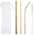 Miniatyrbillede 9 af 10: Populært service i fødevaregodkendt miljøbeskyttende rustfrit stål sugerør drik mælk te metal sugerør 3 sæt Silver 3 straw 1 brush/light bag